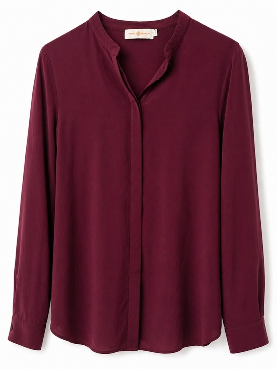 Tory Burch Tops - Tory Burch Deep Wine Button-Front Blouse